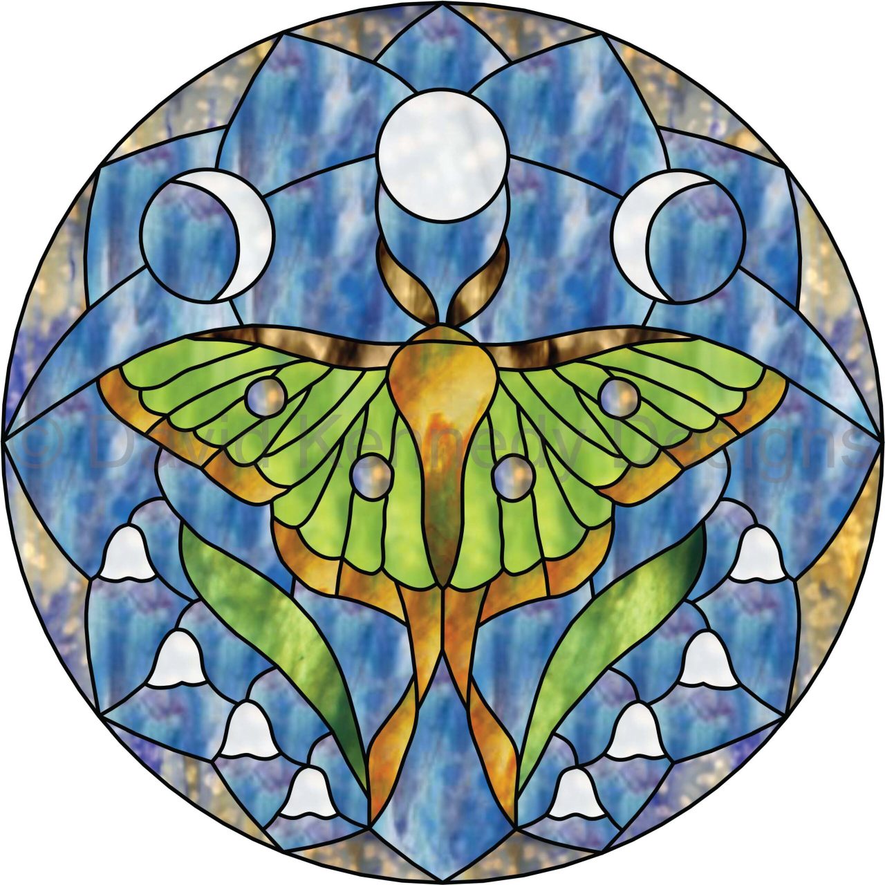 Lunar moth stained glass mandala